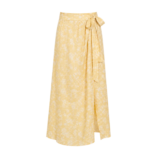 Yellow floral skirt on a white background